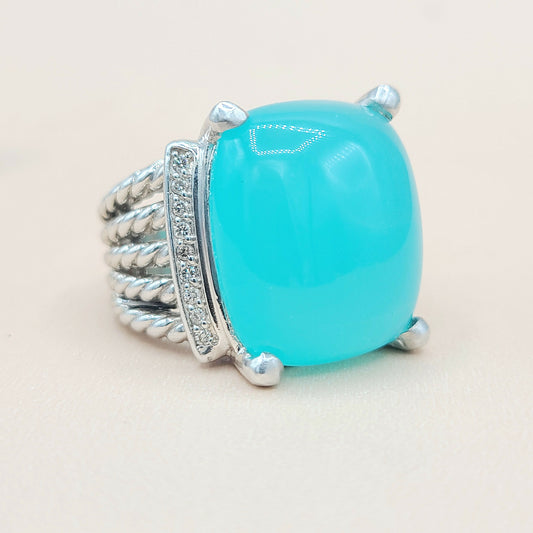 David Yurman Wheaton Aqua Chalcedony Diamond Ring | Certified Pre-Owned  AYW Luxury #