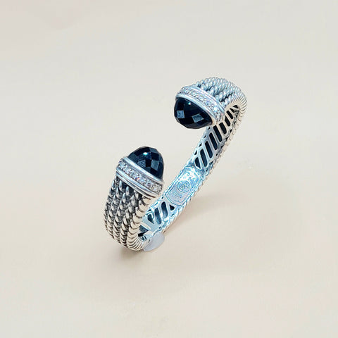  David Yurman-Wheaton-Cuff-Black Onyx Diamond Bracelet
