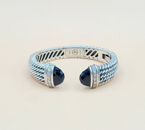  David Yurman-Wheaton-Cuff-Black Onyx Diamond Bracelet