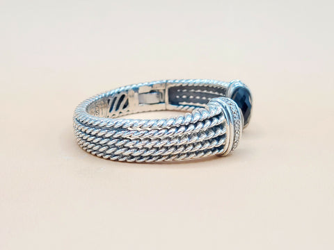  David Yurman-Wheaton-Cuff-Black Onyx Diamond Bracelet