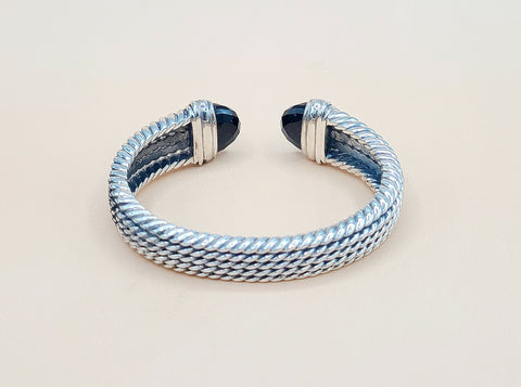  David Yurman-Wheaton-Cuff-Black Onyx Diamond Bracelet