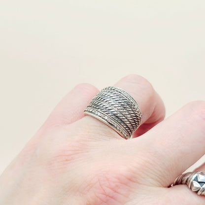 David Yurman Wheaton Diamond Band Ring Sterling Silver 0.49 TCW 17mm Size 7
