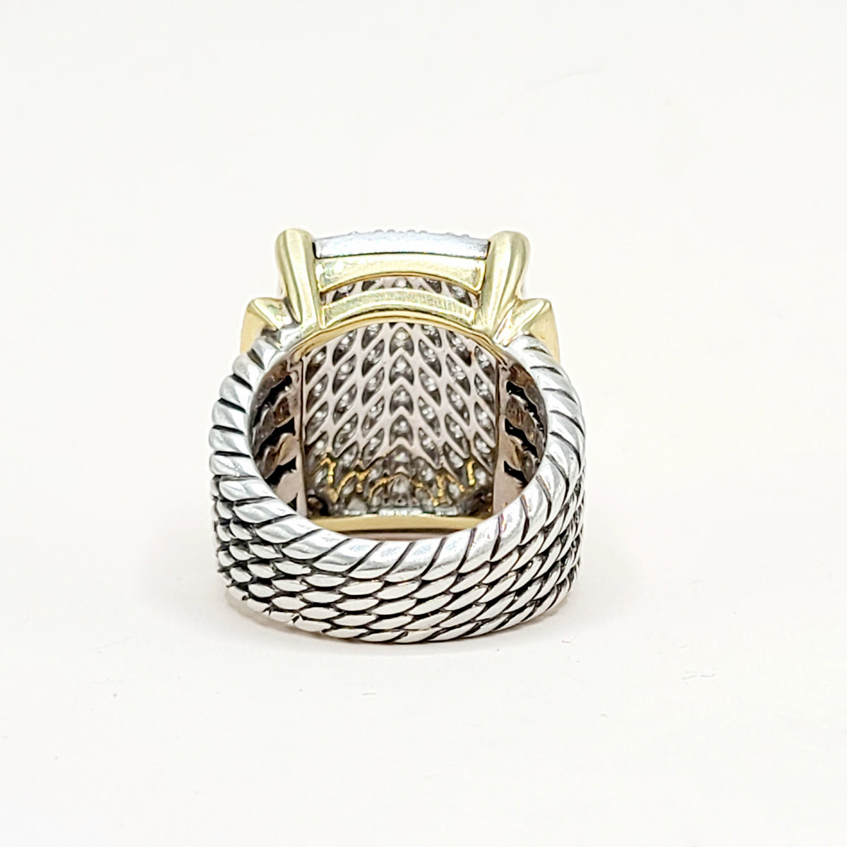 David Yurman Wheaton Pavé Diamond Ring Sterling Silver 18K Gold 2.06 TCW Size 6.5