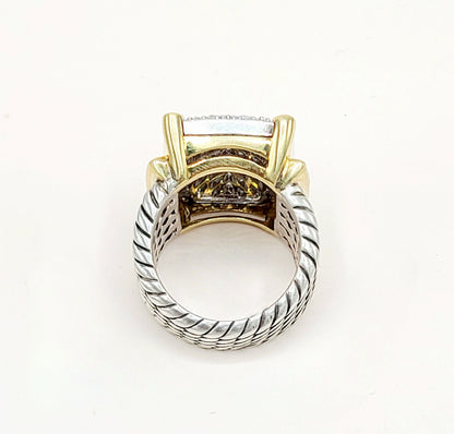 David Yurman Wheaton Pavé Diamond Ring Sterling Silver 18K Gold 2.06 TCW Size 6.5