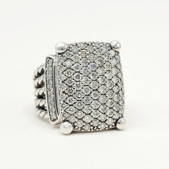 David Yurman Wheaton Pavé Diamond Ring Sterling Silver 2.06 TCW Size 6.5