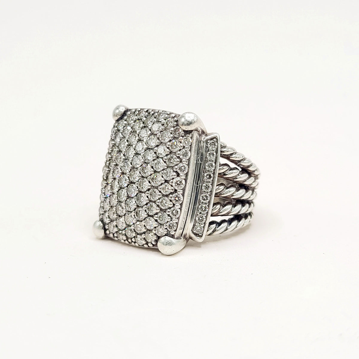 David Yurman Wheaton Pavé Diamond Ring Sterling Silver 2.06 TCW Size 6.5