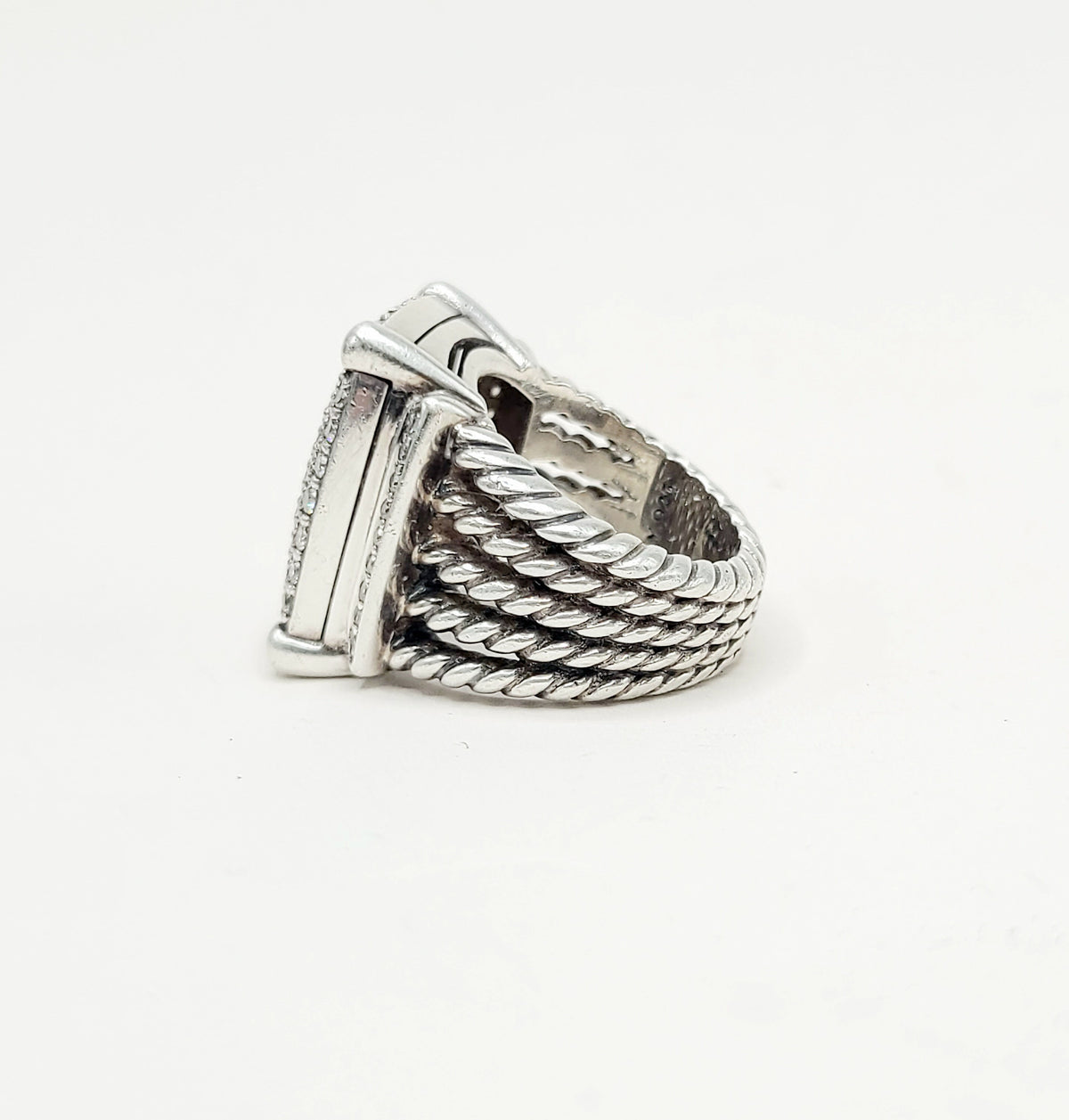David Yurman Wheaton Pavé Diamond Ring Sterling Silver 2.06 TCW Size 6.5