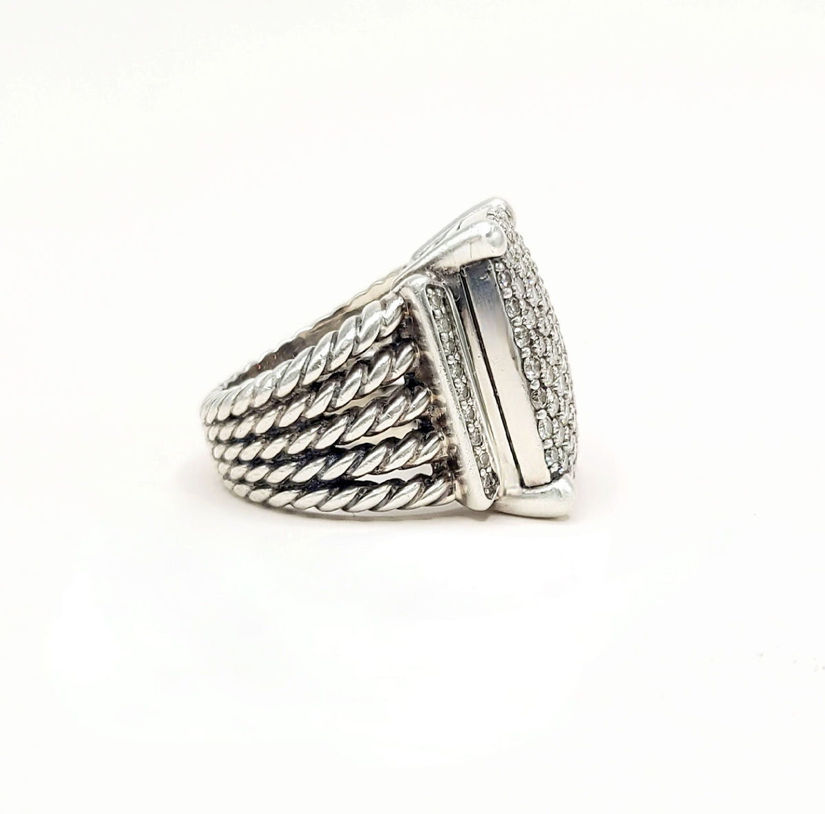 David Yurman Wheaton Pavé Diamond Ring Sterling Silver 2.06 TCW Size 6.5