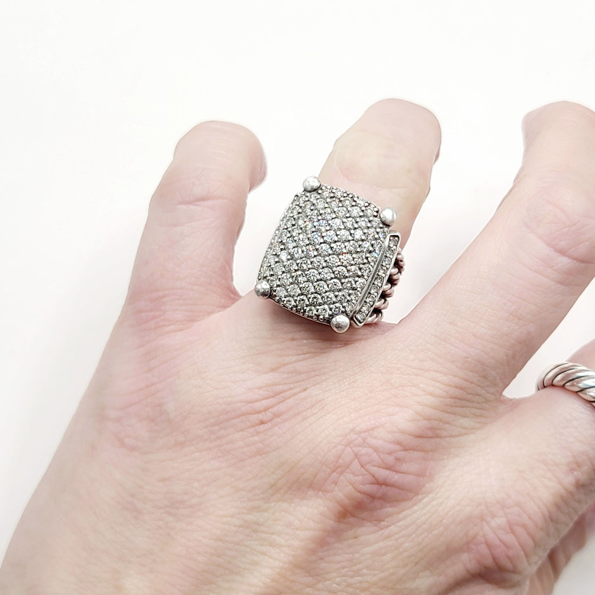David Yurman Wheaton Pavé Diamond Ring Sterling Silver 2.06 TCW Size 6.5