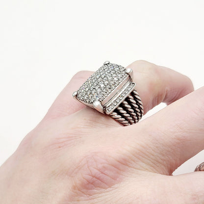 David Yurman Wheaton Pavé Diamond Ring Sterling Silver 2.06 TCW Size 6.5