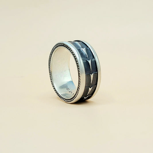 David Yurman Wide Armory Band Ring Sterling Silver 11mm