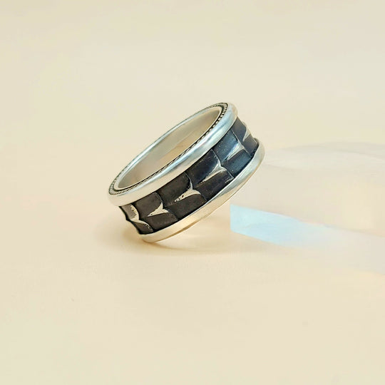 David Yurman Wide Armory Band Ring Sterling Silver 11mm