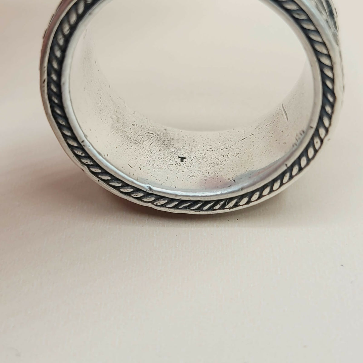side view of David Yurman Wide Armory Black Diamond Band Ring Sterling Silver 0.75 TCW 12mm