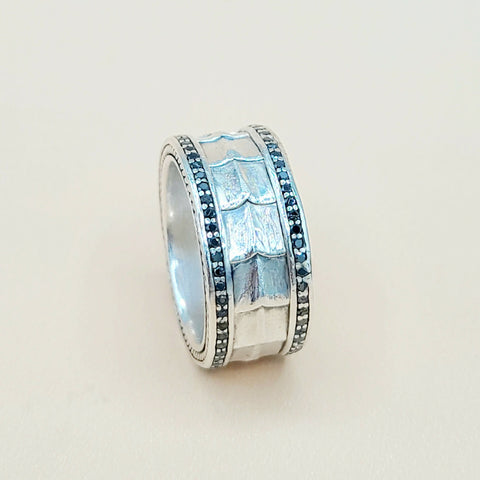  David Yurman Wide Black Diamonds Armory Band Ring