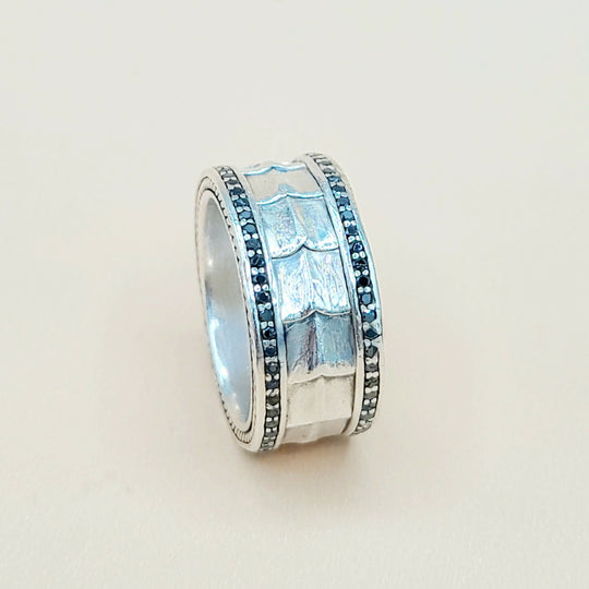  David Yurman Wide Black Diamonds Armory Band Ring