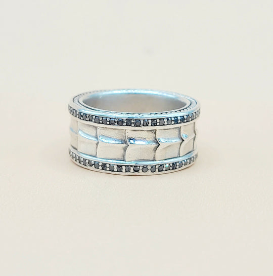  David Yurman Wide Black Diamonds Armory Band Ring