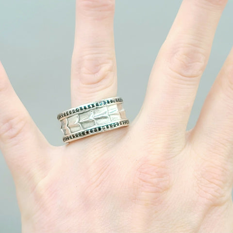 David Yurman Wide Black Diamonds Armory Band Ring