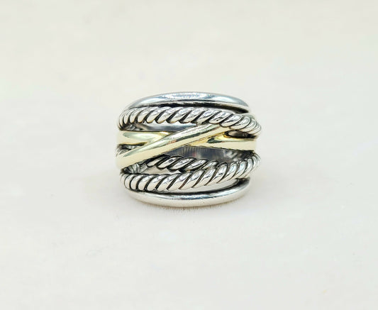 David Yurman Wide Crossover Ring With Gold