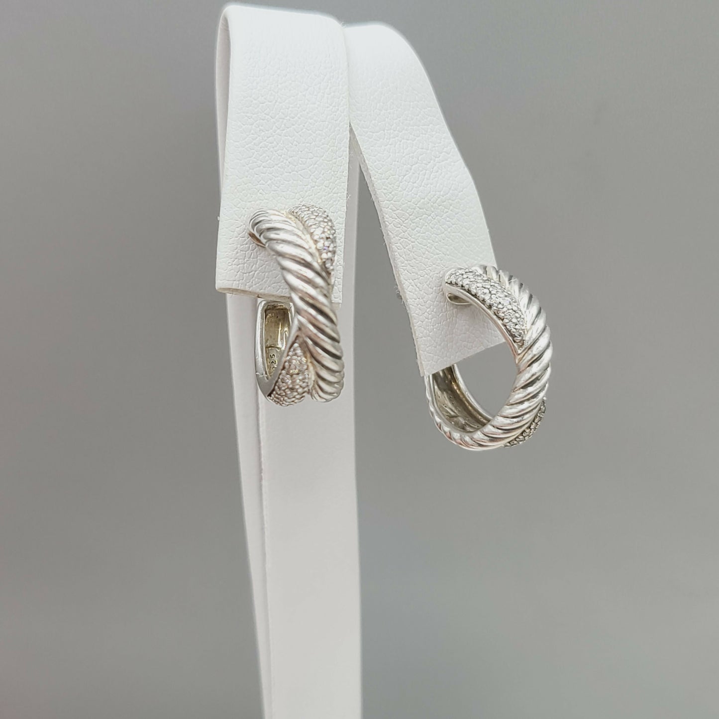 David Yurman Wide Crossover X Earrings With Diamonds