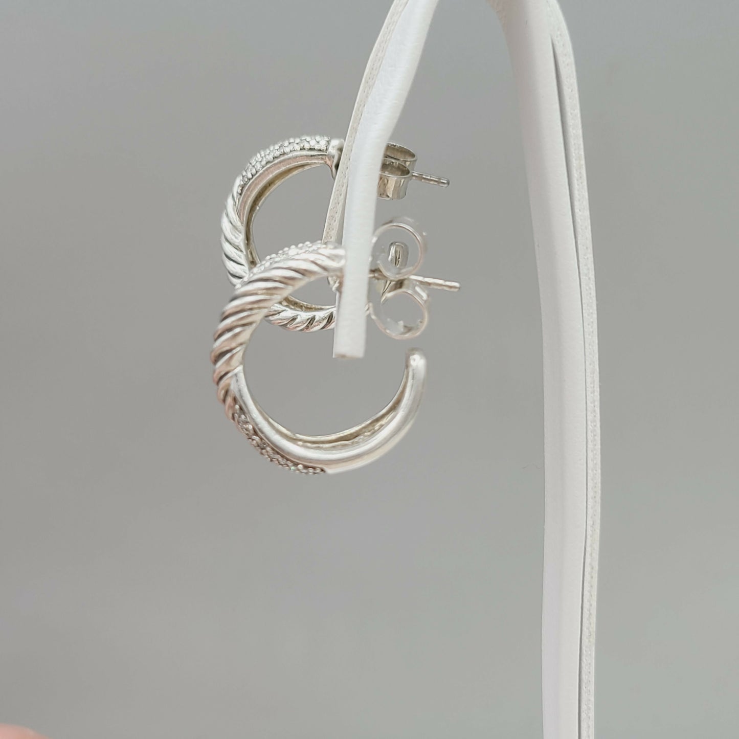 David Yurman Wide Crossover X Earrings With Diamonds
