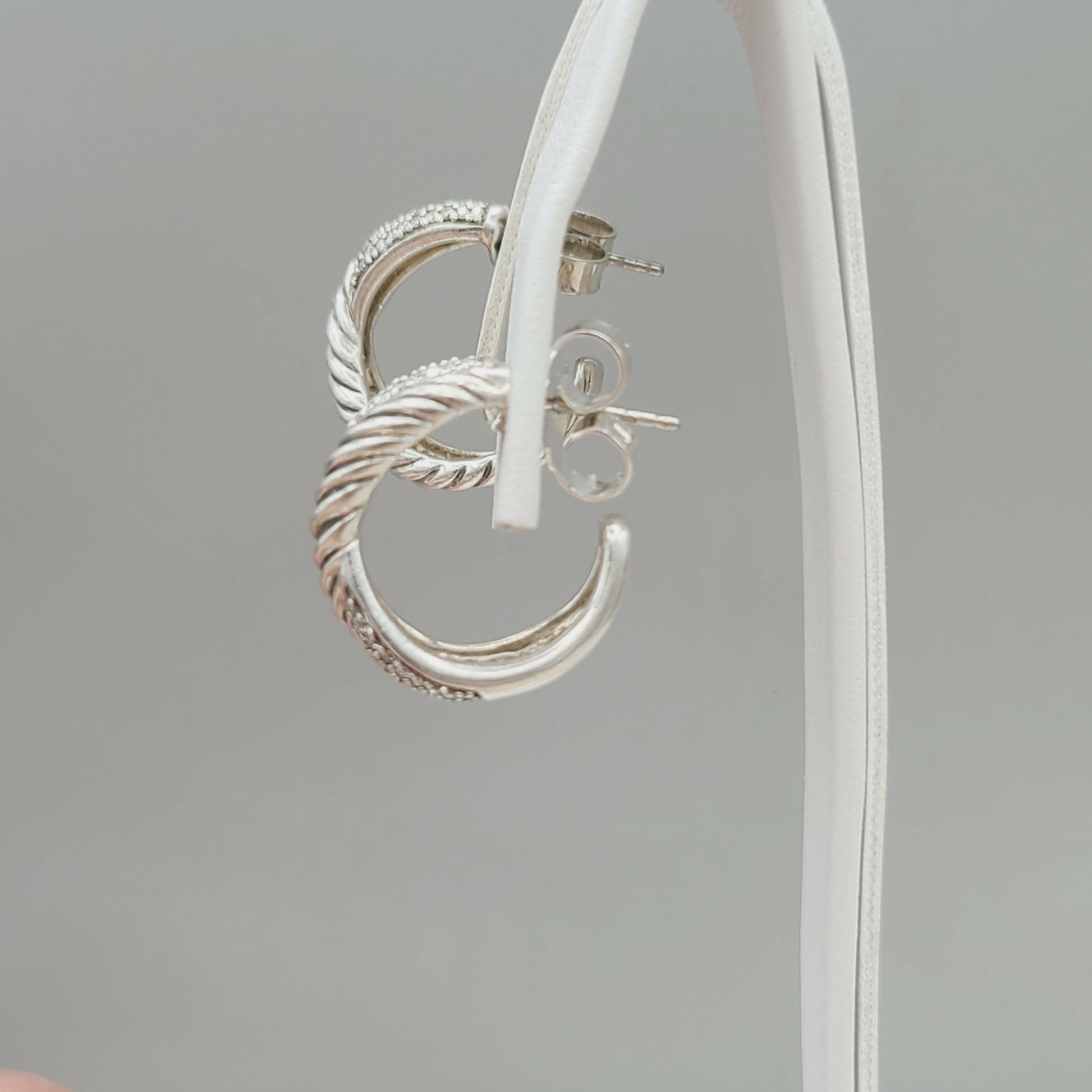 David Yurman Wide Crossover X Earrings With Diamonds