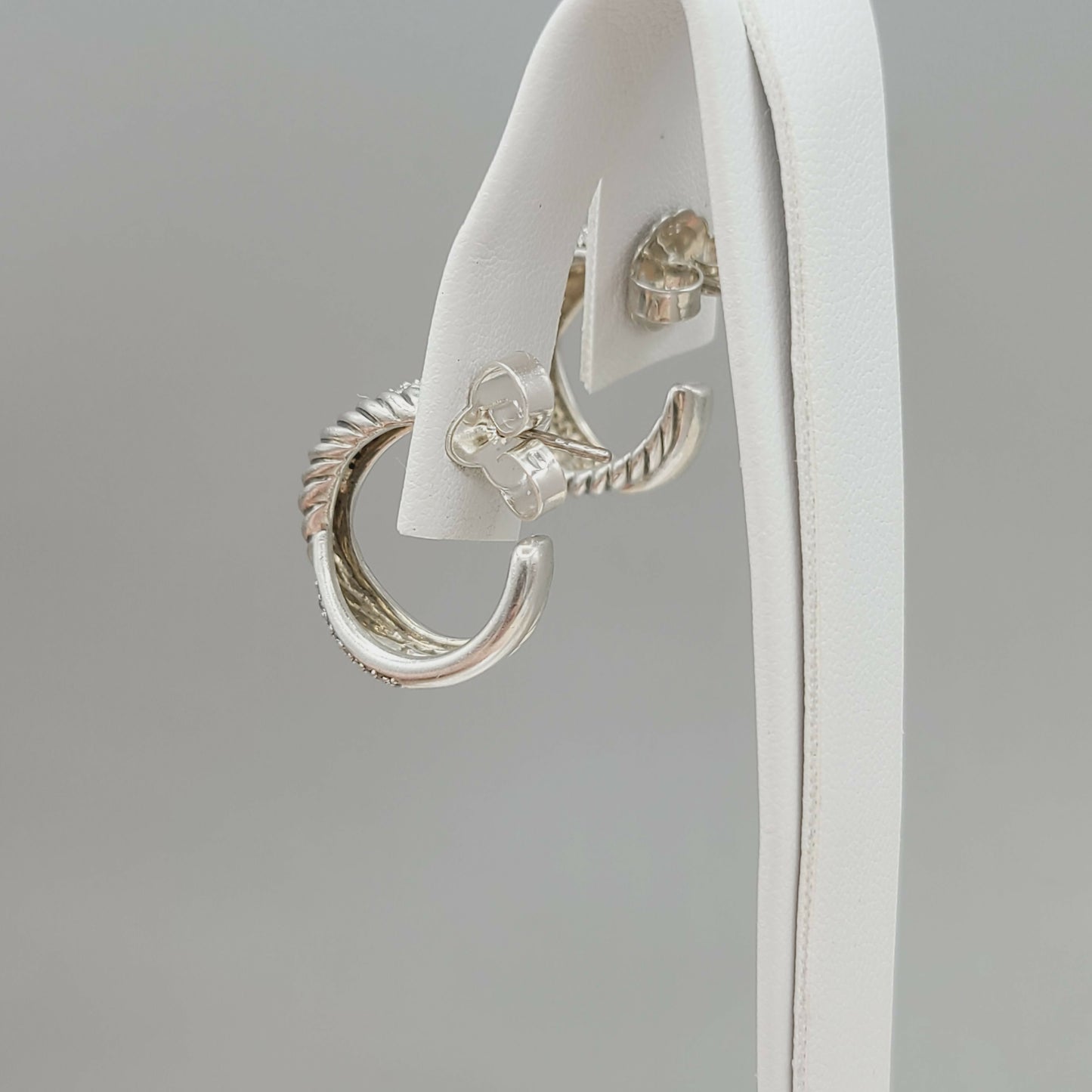 David Yurman Wide Crossover X Earrings With Diamonds