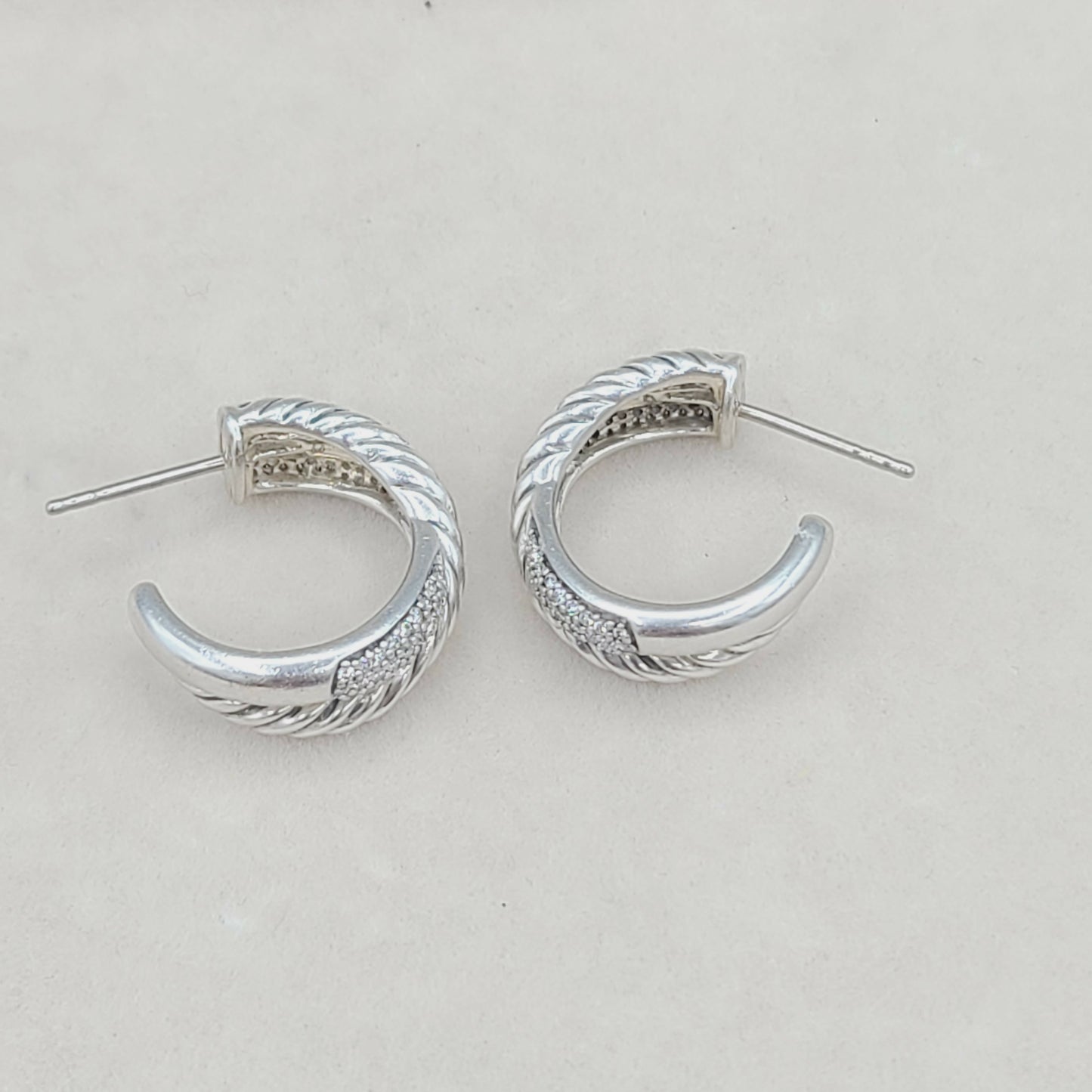 David Yurman Wide Crossover X Earrings With Diamonds