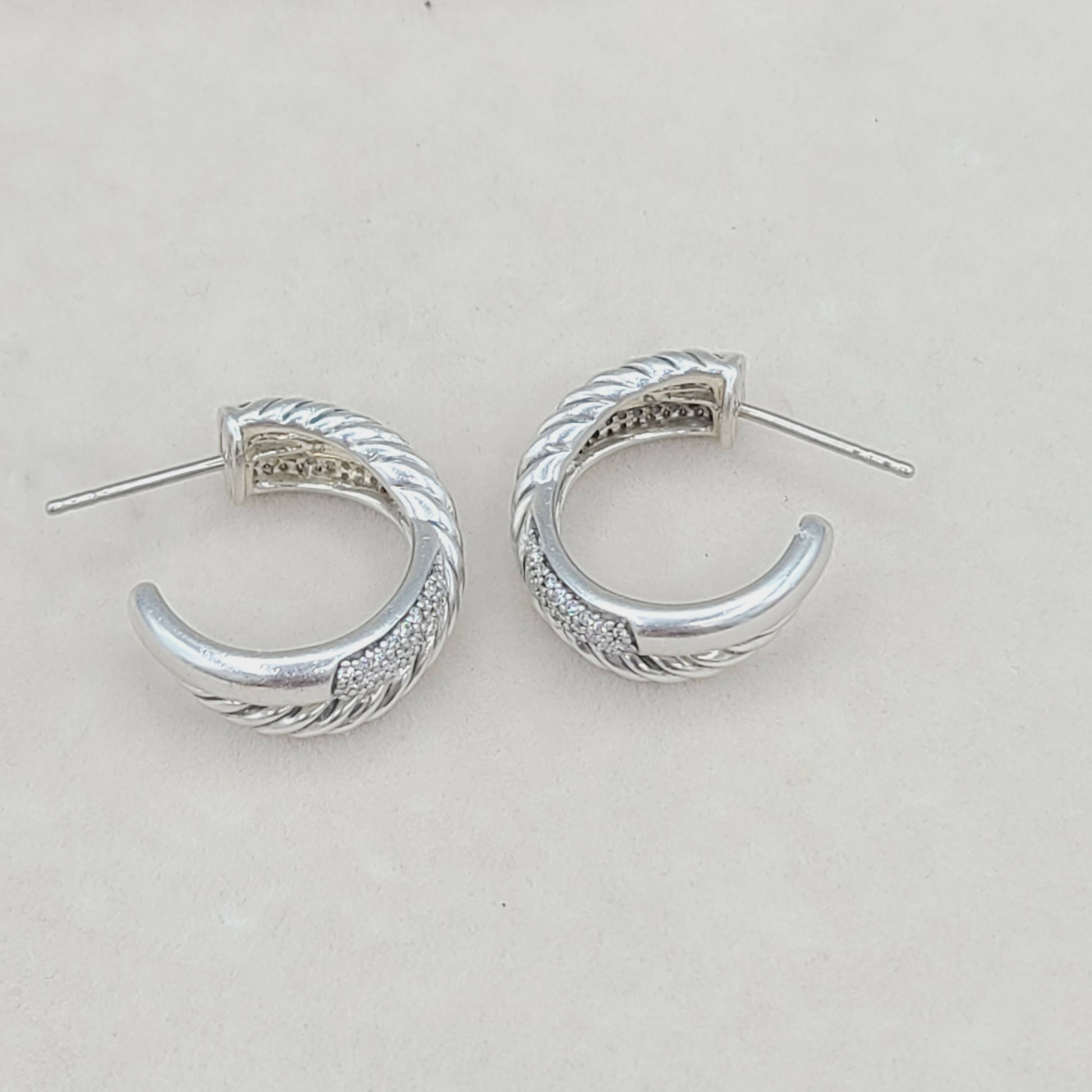 David Yurman Wide Crossover X Earrings With Diamonds