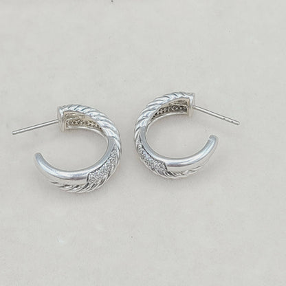 David Yurman Wide Crossover X Earrings With Diamonds
