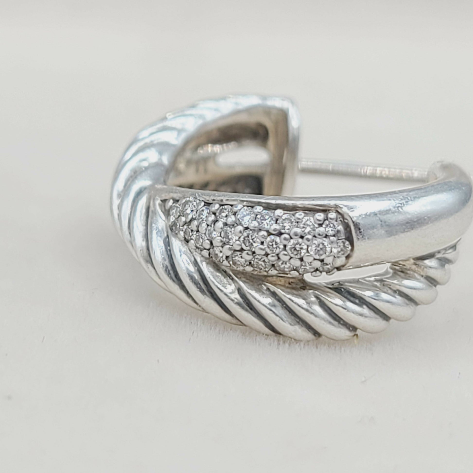 David Yurman Wide Crossover X Earrings With Diamonds