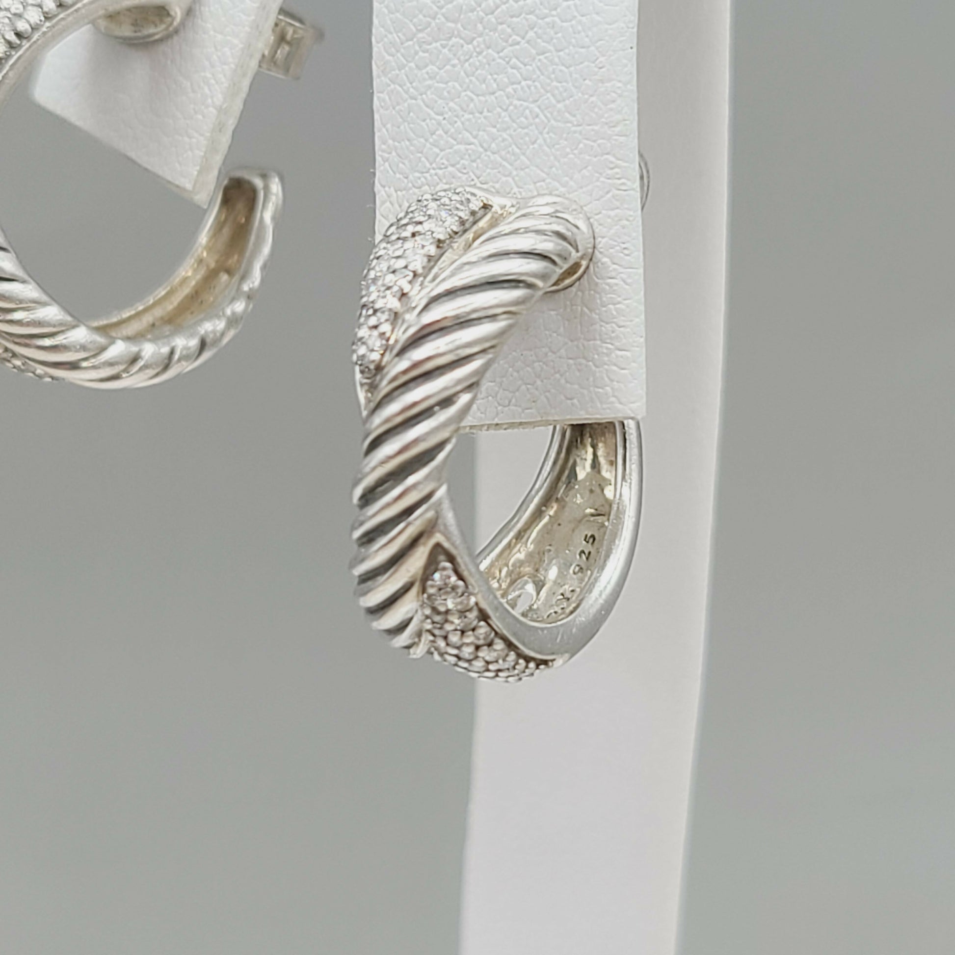 David Yurman Wide Crossover X Earrings With Diamonds