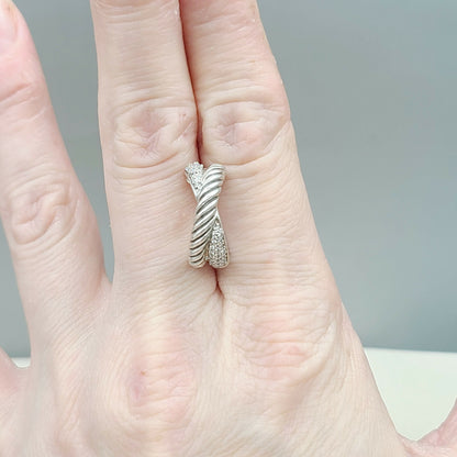 David Yurman Wide Crossover X Earrings With Diamonds