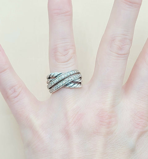  David-Yurman-Wide Double-Crossover Diamond-Ring
