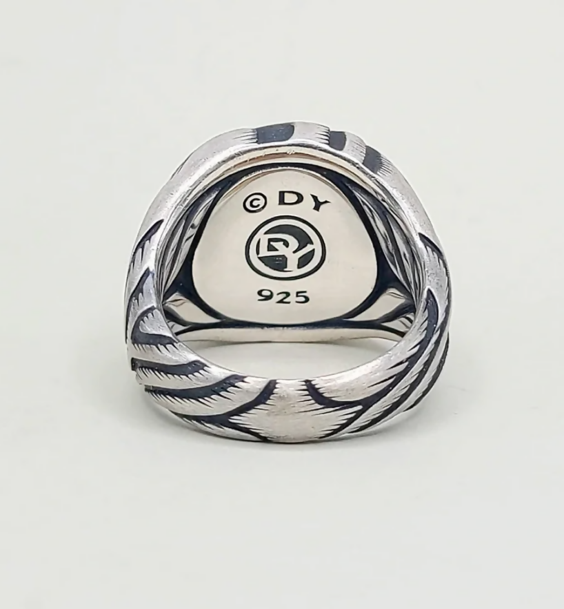 hallmark David Yurman Wide Ironwood Signet Ring Sterling Silver 20mm