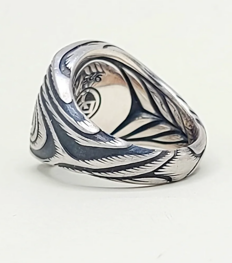 side view David Yurman Wide Ironwood Signet Ring Sterling Silver 20mm
