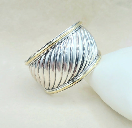 David Yurman Wide Sculpted Thoroughbred Cuff Bracelet  AYW Luxury