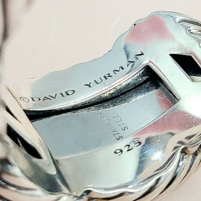  David Yurman-Wide-Woven-Cable Diamond Cuff Bracelet