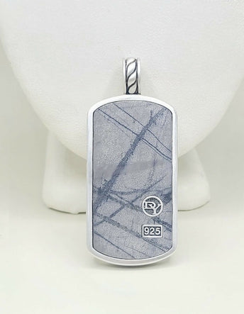 David Yurman XLarge XL Picasso Jasper Dog Tag Pendant In Sterling Silver