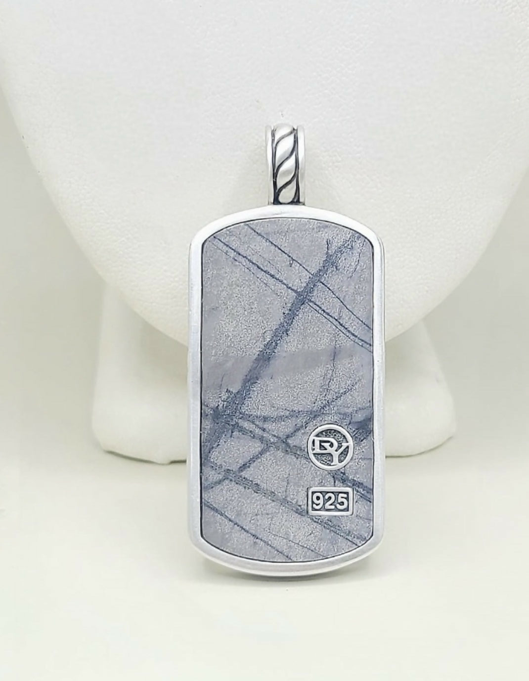 David Yurman XLarge XL Picasso Jasper Dog Tag Pendant In Sterling Silver