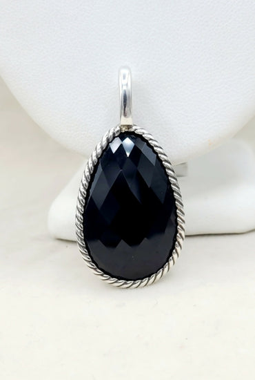 David Yurman oversized Teardrop Cable Pendant Enhancer With Black Onyx