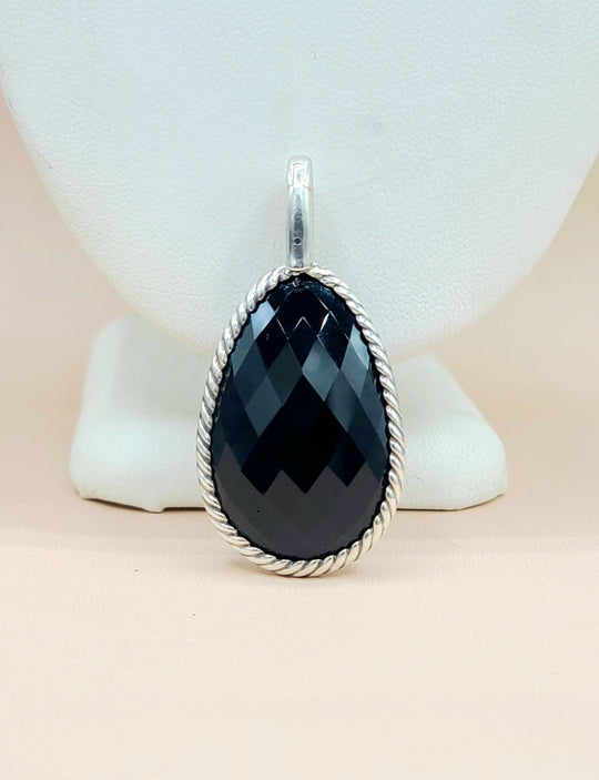  David Yurman Oversized-Teardrop-Cable Black-Onyx-Pendant-Enhancer--