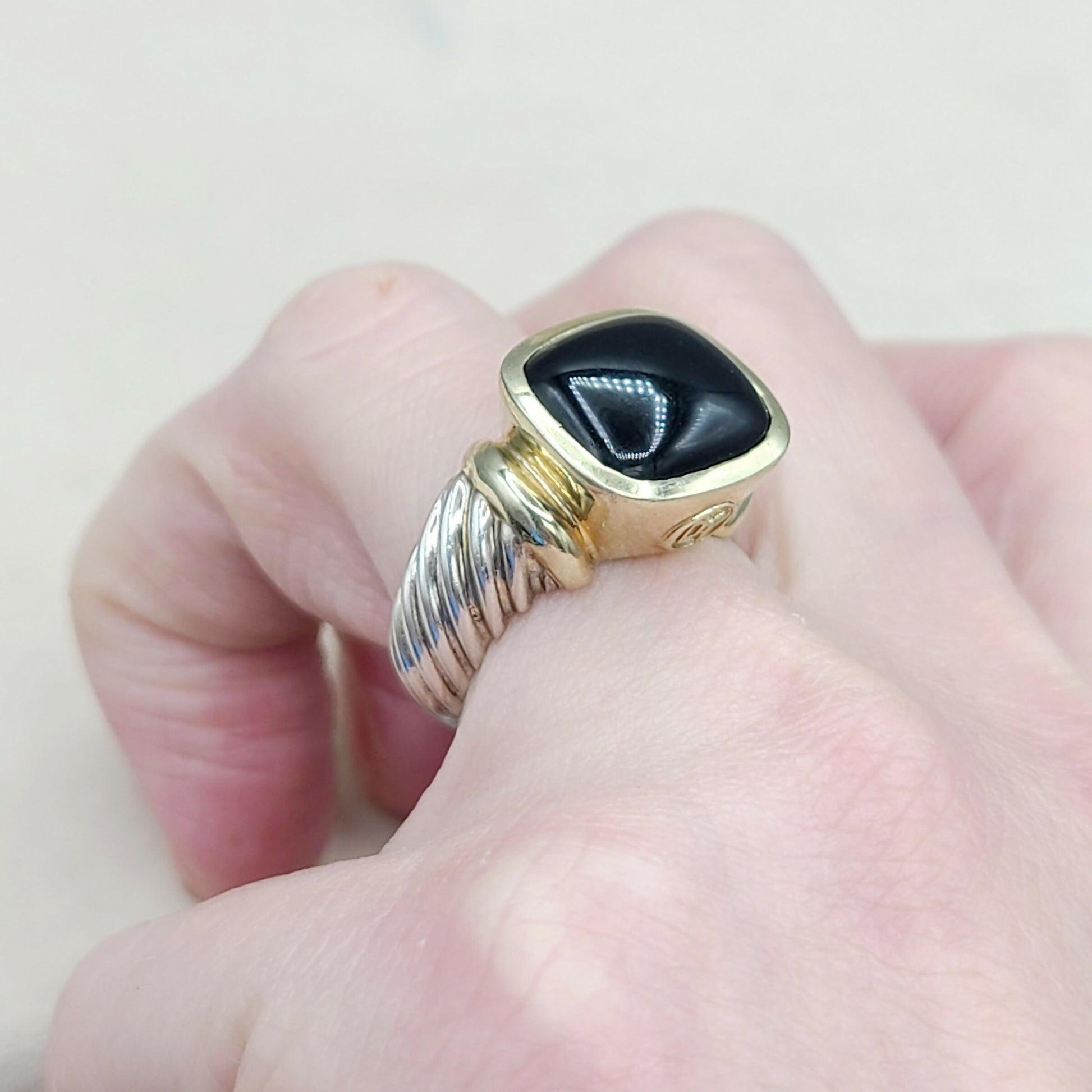 David Yurman Large Noblesse Ring With Black Onyx And Gold