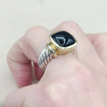 David Yurman Large Noblesse Ring With Black Onyx And Gold
