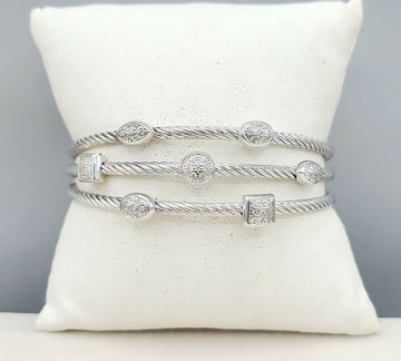 David Yurman Confetti Diamond Bracelet Sterling Silver 0.40 TCW 18mm Medium