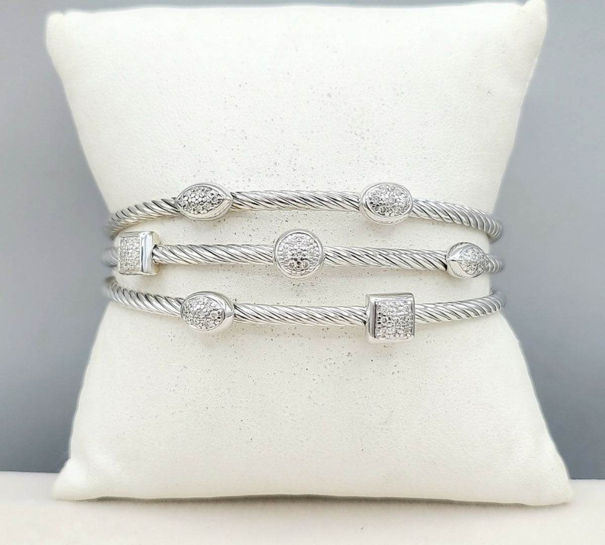 David Yurman Confetti Diamond Bracelet Sterling Silver 0.40 TCW 18mm Medium