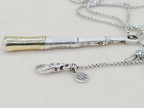  John Hardy Bamboo Pendant Necklace Gold & Silver