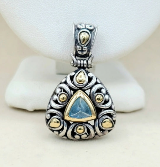  John Hardy Pendant with Blue Topaz & Gold