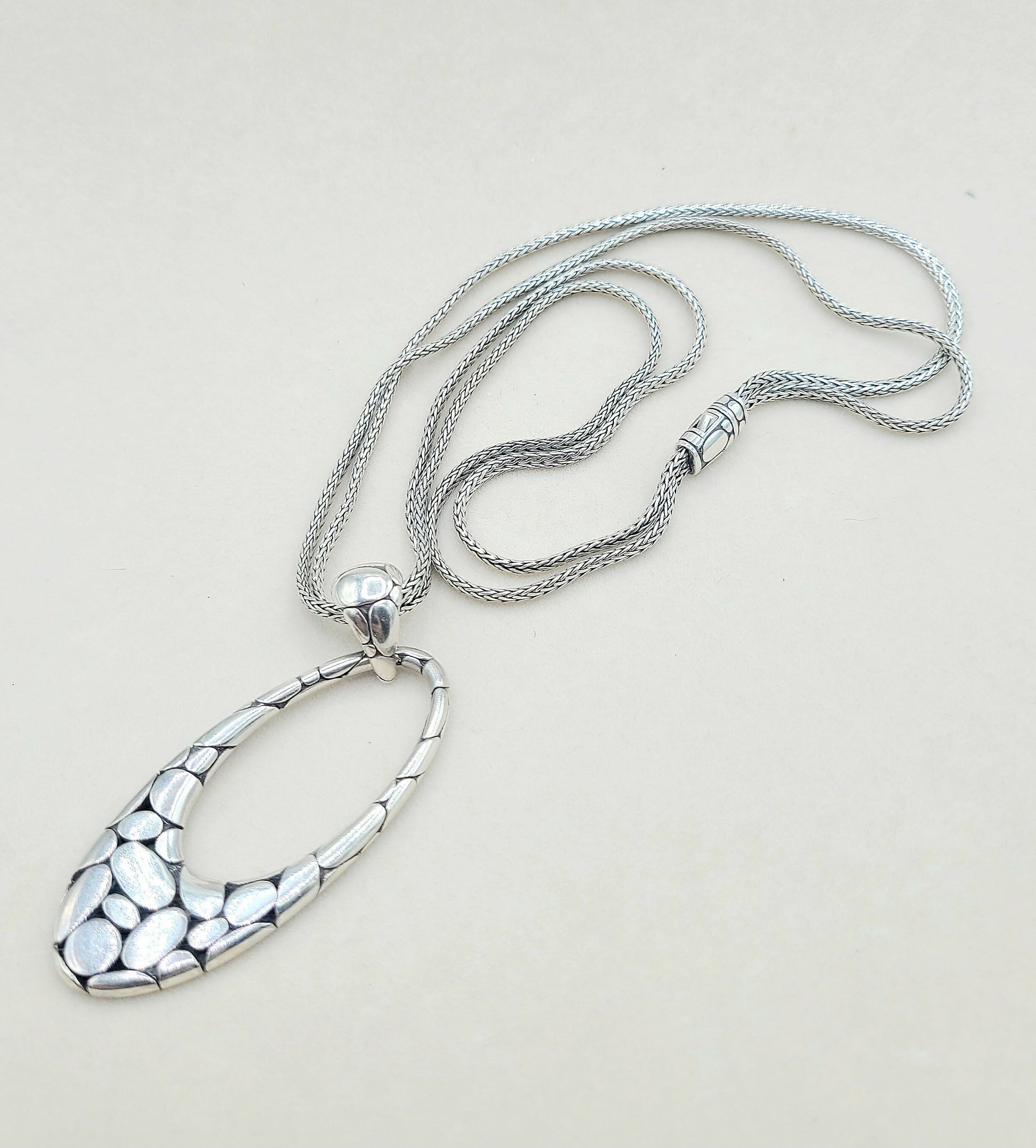 John Hardy Kali Double Chain Pebble Pendant Necklace | Certified   AYW Luxury #
