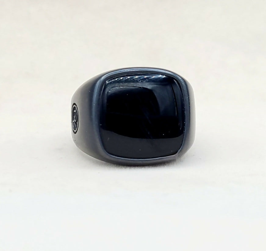 David Yurman Titanium Signet Ring Black Onyx | Certified Pre-Owned  AYW Luxury #