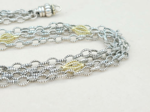  Lagos Caviar Mixed Link Necklace Four Row 18K Gold